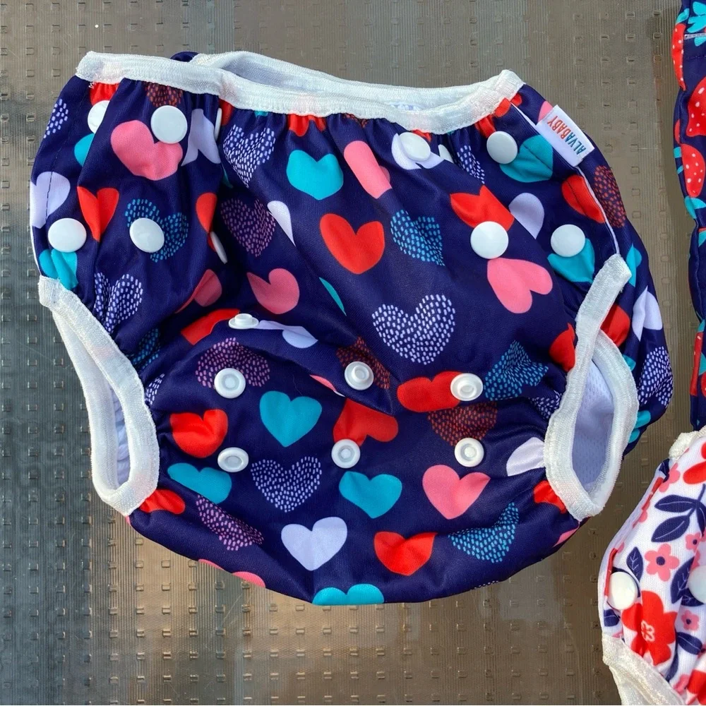 ALVABABY Colorful Set of Three Adjustable Reusable Diaper Cover Set with Wet Bag